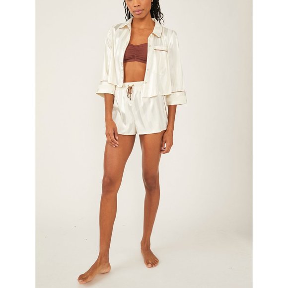 FREE PEOPLE Solid Pillow Talk PJ Set / Ivory - Picture 2 of 8